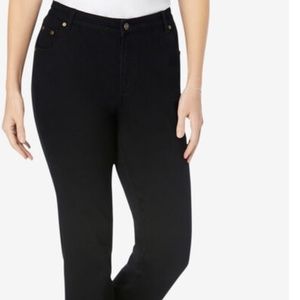 Woman Within Black Jeans 5 Pocket style w Stretch size 14W 25" Inseam Boot Cut